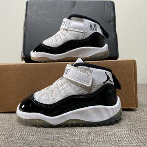 Nike Jordan 11 Retro Sneaker Shoes (TD) 5C Black-Dark Concord White 378040-100